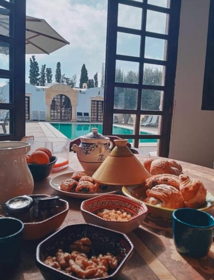 Overhead view of a shared Mediterranean table